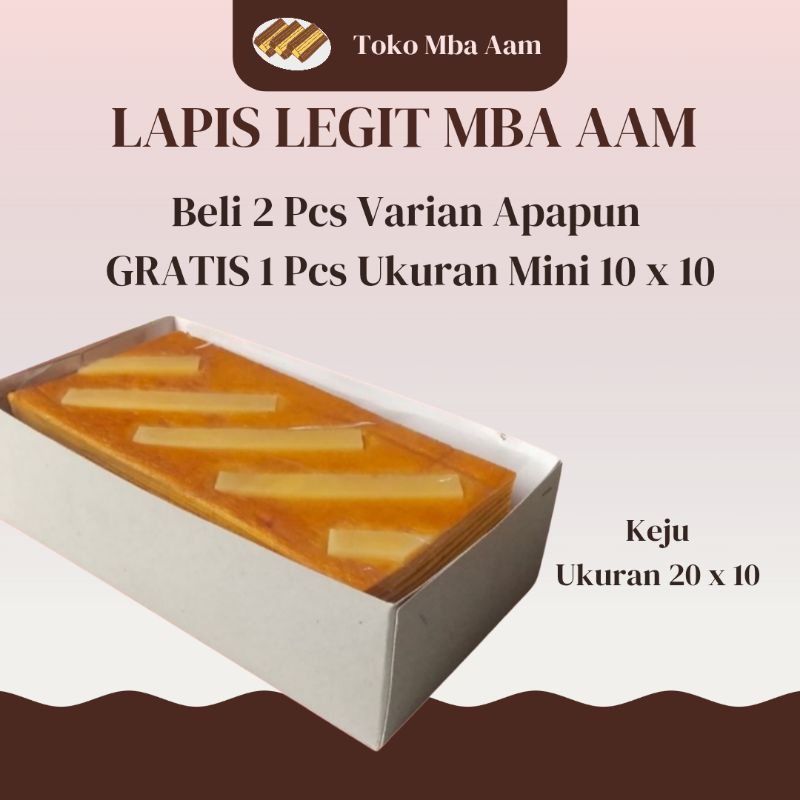 

BELI 2 GRATIS 1 | Lapis Legit Mba Aam 20 x 10 Keju | Lapis Legit