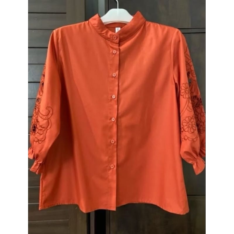 Baju Wanita Orange Kerah Shanghai (prelove) sekali pakai
