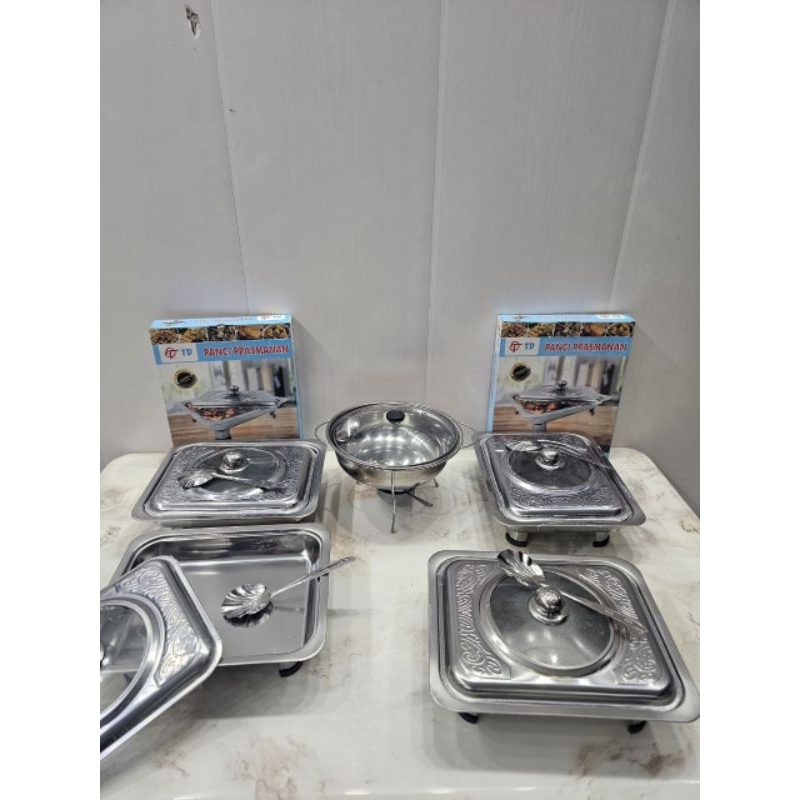 Prasmanan set full kaca/semi kaca dan tutup plastik