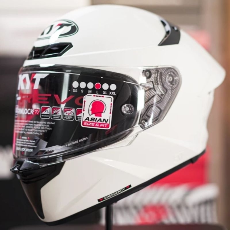 KYT TT REVO SOLID WHITE ORIGINAL | FREE SPOILER | HELM FULL FACE KYT TT-REVO PUTIH ORI SNI ECE 22.06