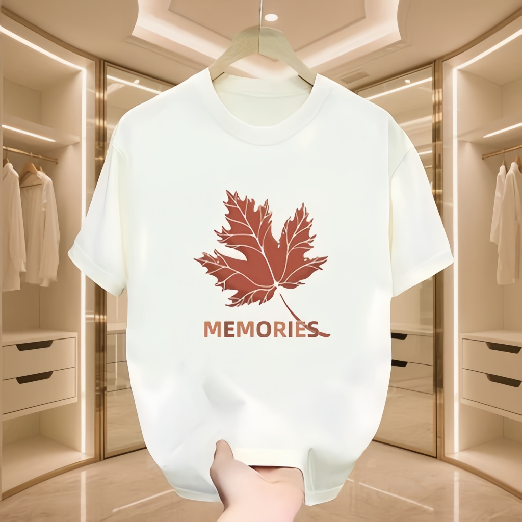 (COD) 100% Katun T - Shirt Kaos Pria | Desain Motif Daun Maple Trendy & Modis | Unisex