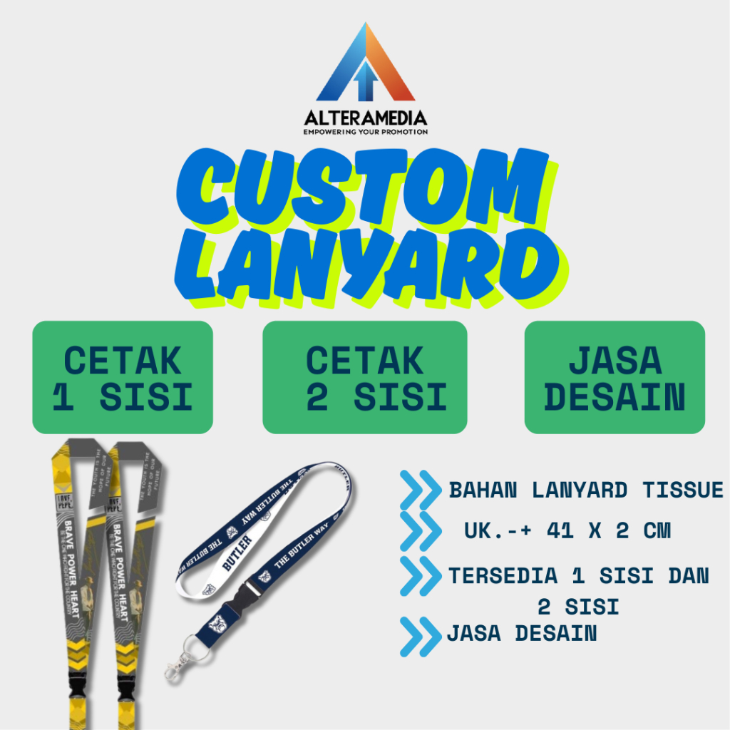 

[BISA SATUAN] Tali ID CARD custom / LANYARD custom / cetak 1 sisi dan 2 sisi bahan Tali Tissue Premium
