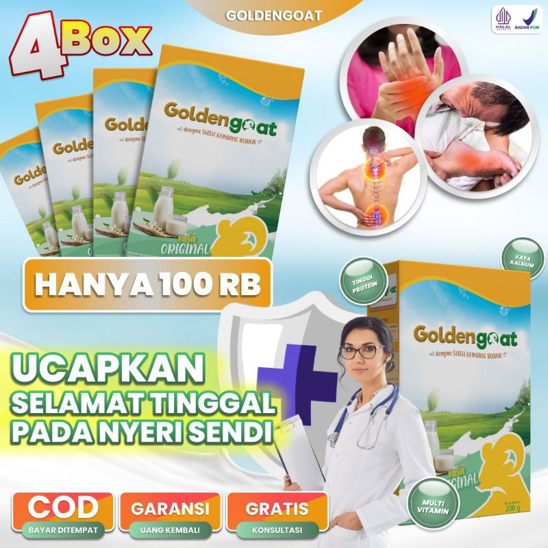 

PROMO 4 BOX!!!!!. LAWAN MASALAH NYERI SENDI BESAMA SUSU KAMBING GOLDENGOAT