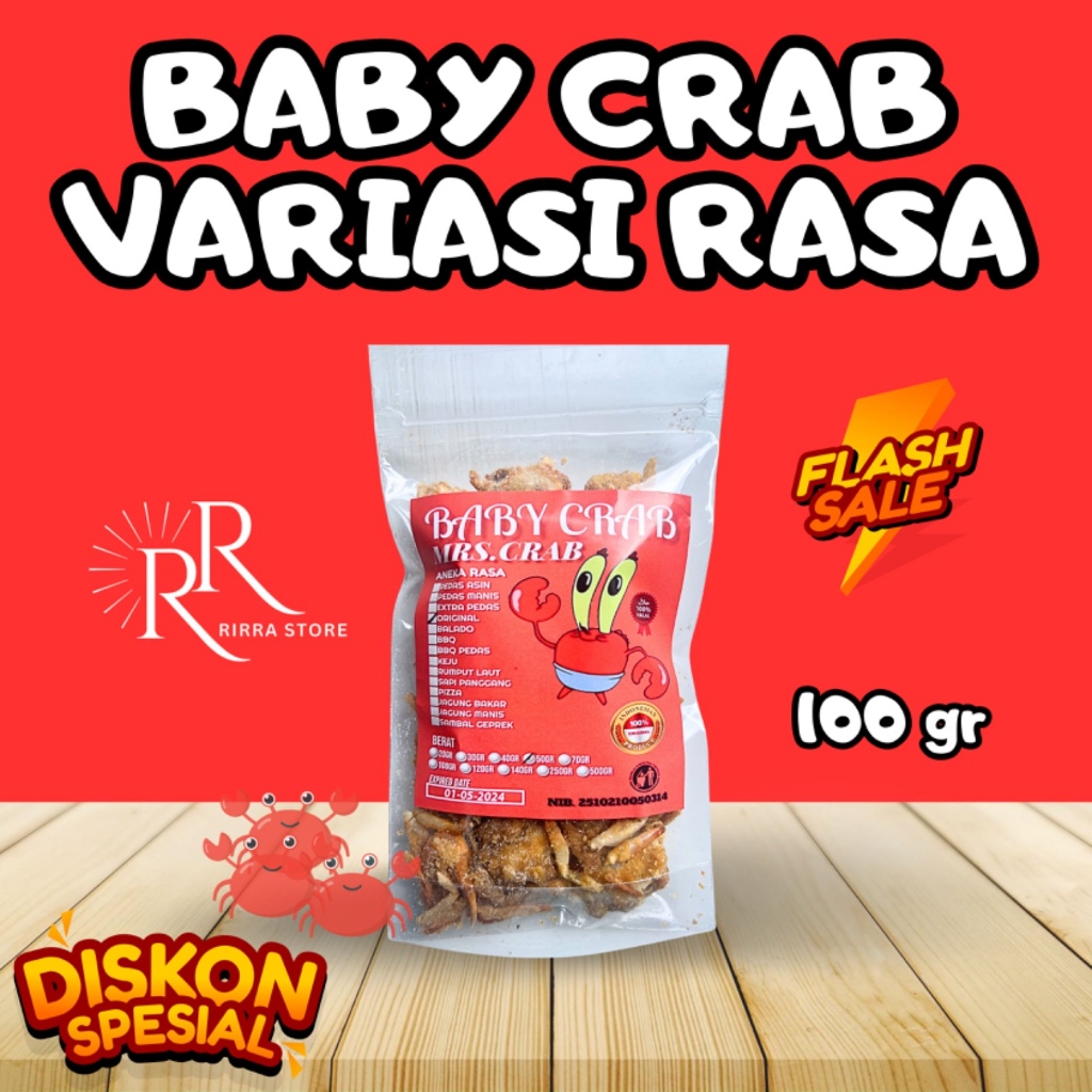 

BABY CRAB KRISPY 100GR ( KERIPIK RAJUNGAN KRISPY) ayam crispy Laut Pedas Bbq Rumput Sapi Asin Balado Bawang Food Jajanan Aroma khas Amis