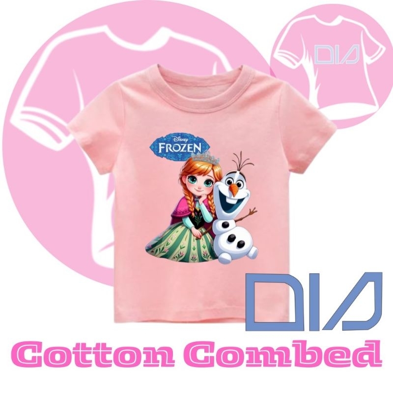 ( 9-12 Tahun ) Baju Atasan Distro Anak Perempuan Frozen Ana Olaf Lucu Kekinian