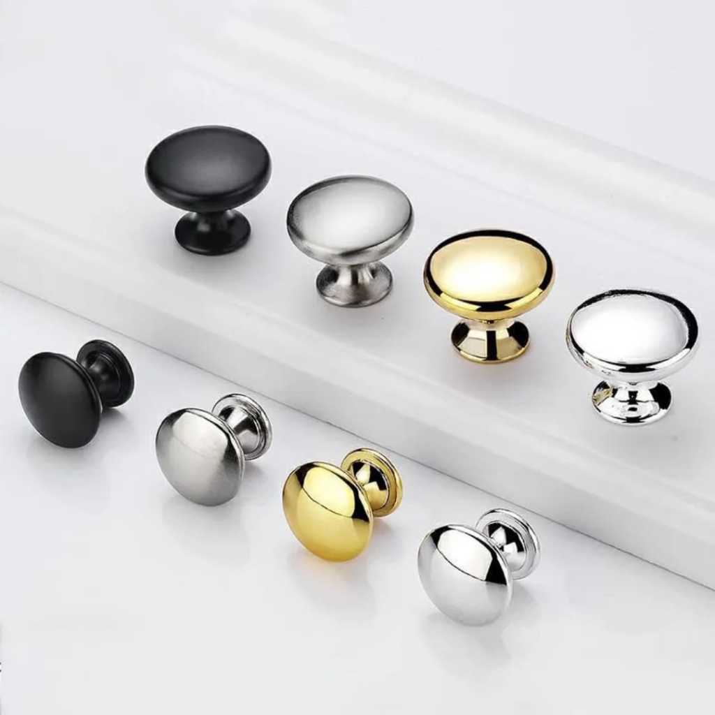knop tarikan laci mini bulat chrome gold black hitam