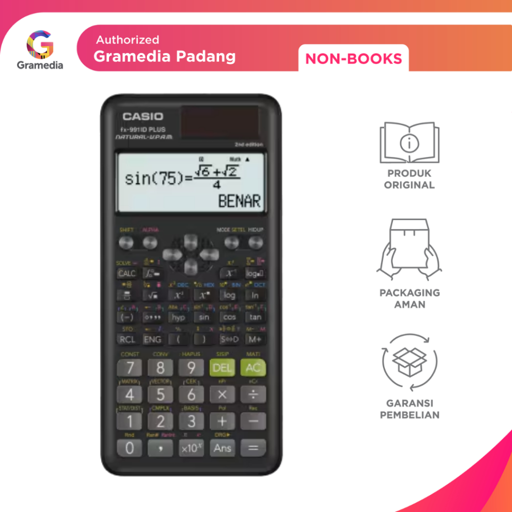 

Gramedia Padang - Kalokulator Casio FX-991ID Plus (2nd edition)