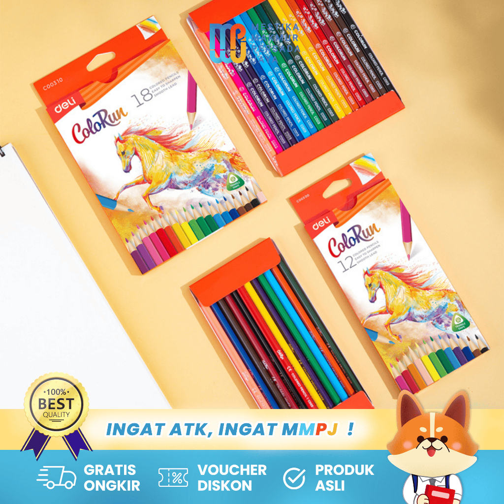 

Deli Pensil Warna Lengkap 1 Set - 12 / 18 ColoRun EC00310/EC00300