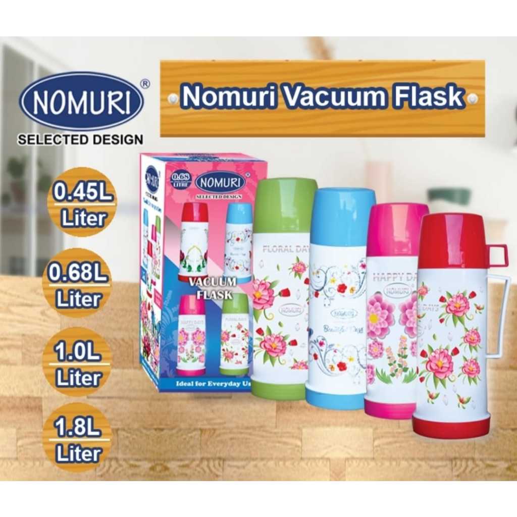 Termos Air Kaca Nomuri 0.45 L, 0.68 L, 1 liter dan 2 liter Vacuum Flask Kecil // TERMOS TAHAN PANAS