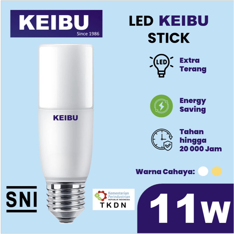 Lampu KEIBU Stick LED 11watt (11W) Cahaya Putih & Kuning. - Daylight,Warmwhite