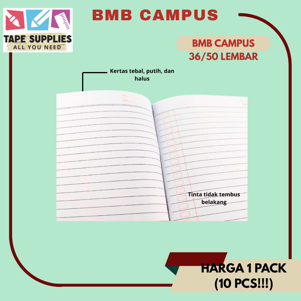 

Promo Buku Tulis BMB 36/50 Lembar (10 PCS)