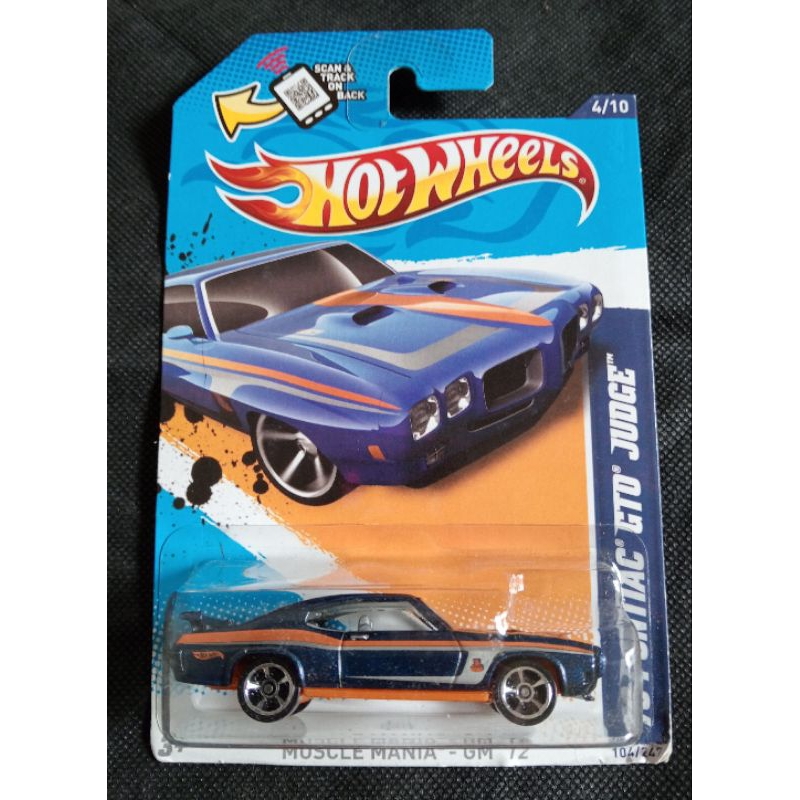 HOT WHEELS '70 PONTIAC GTO JUDGE BIRU LIS ORANGE