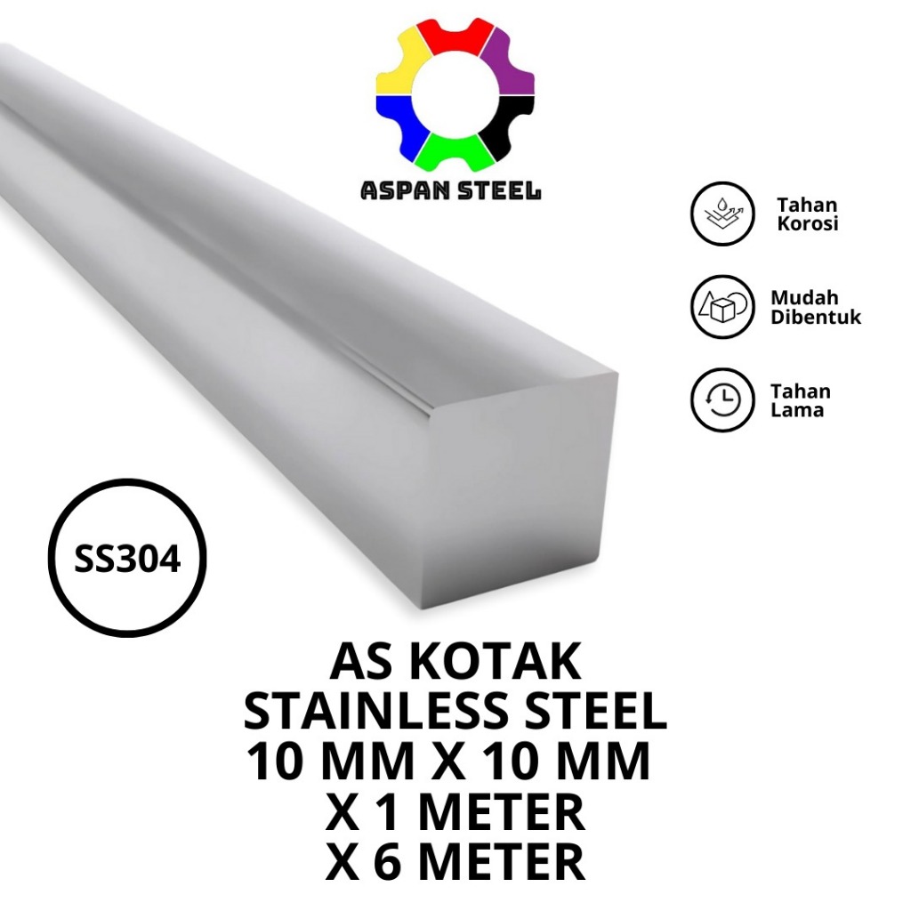 As kotak 10mm x 10mm stainless steel 304