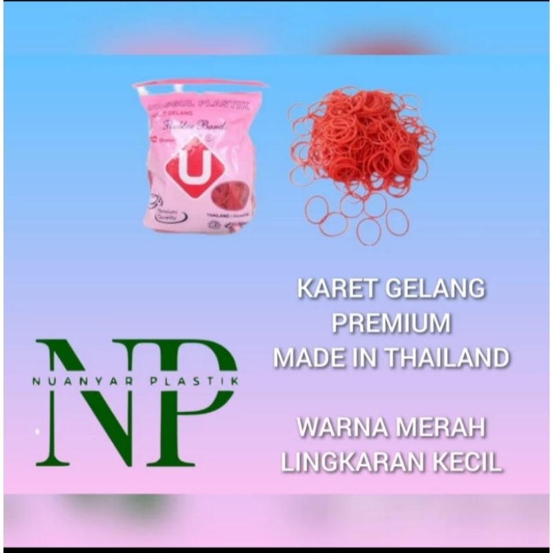 

Karet gelang merah kecil premium Made In Thailand kualitas super 1 ons