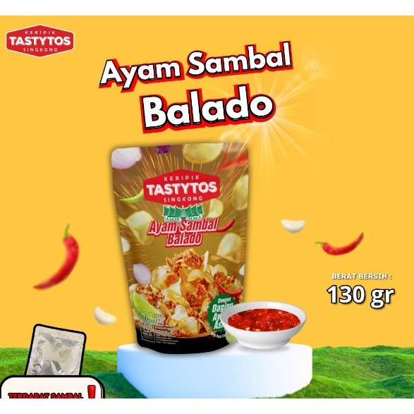 

Keripik Singkong Ayam Sambal Balado Tasty Tos 130 gram