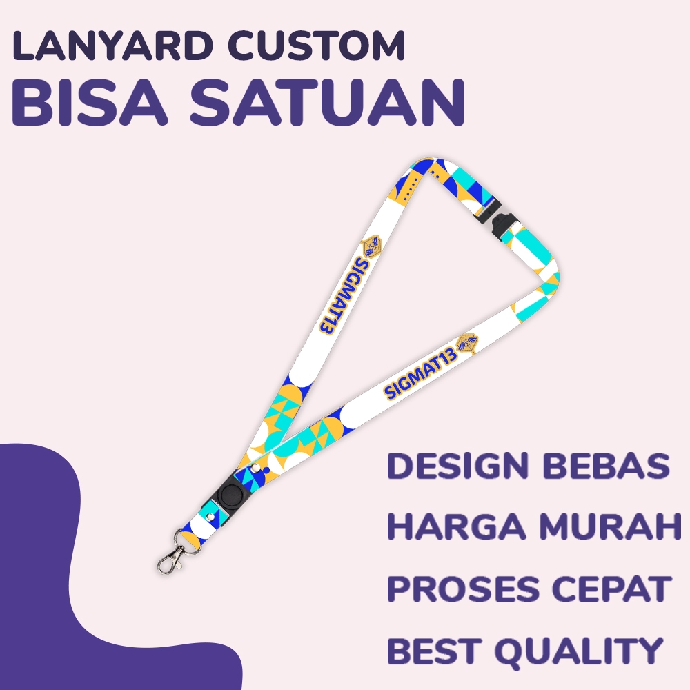 

[CUSTOM SATUAN ] Custom Lanyard Printing full 2 sisi ukuran 2 cm satuan murah - Stopper Breakway