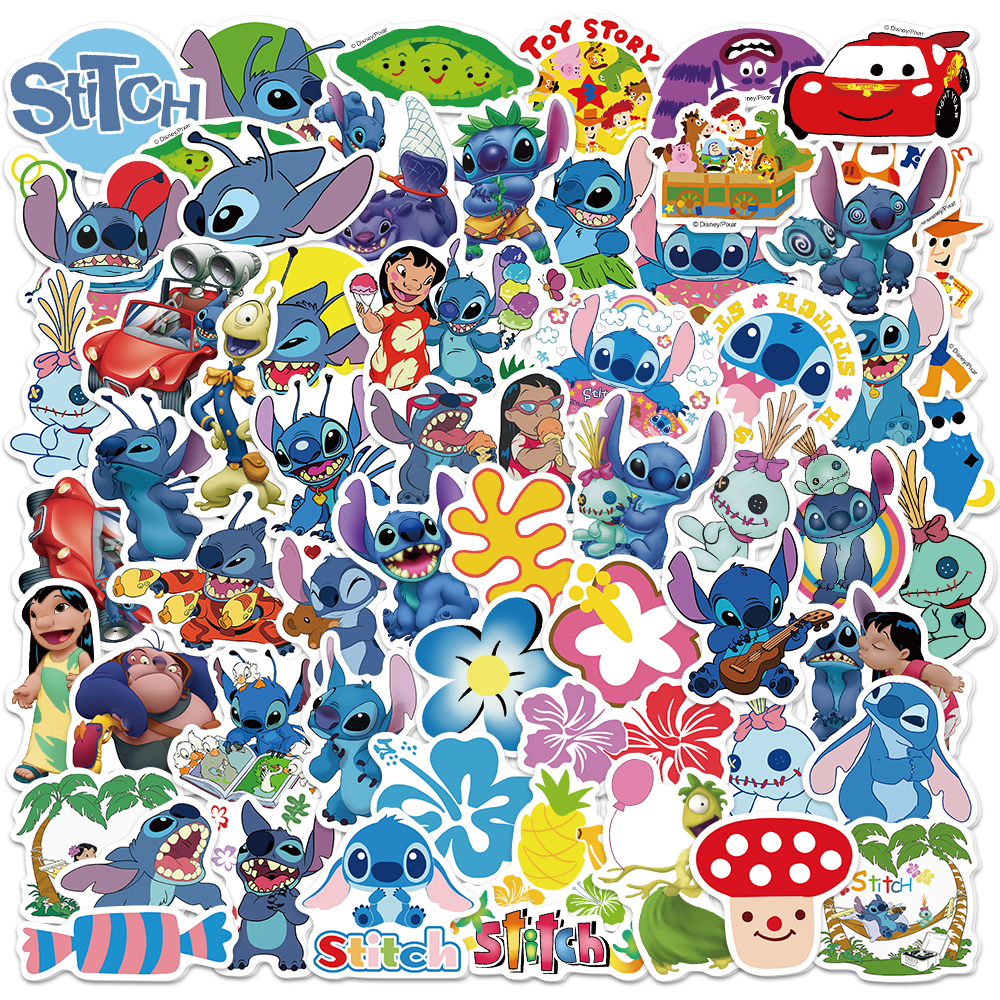 

50pcs Lucu Stitch Stiker Desain Bagus Anti Air Stiker Waterproof untuk Motor Helm Buku Journal Koper Casing Laptop Botol Minum Hadiah Anak