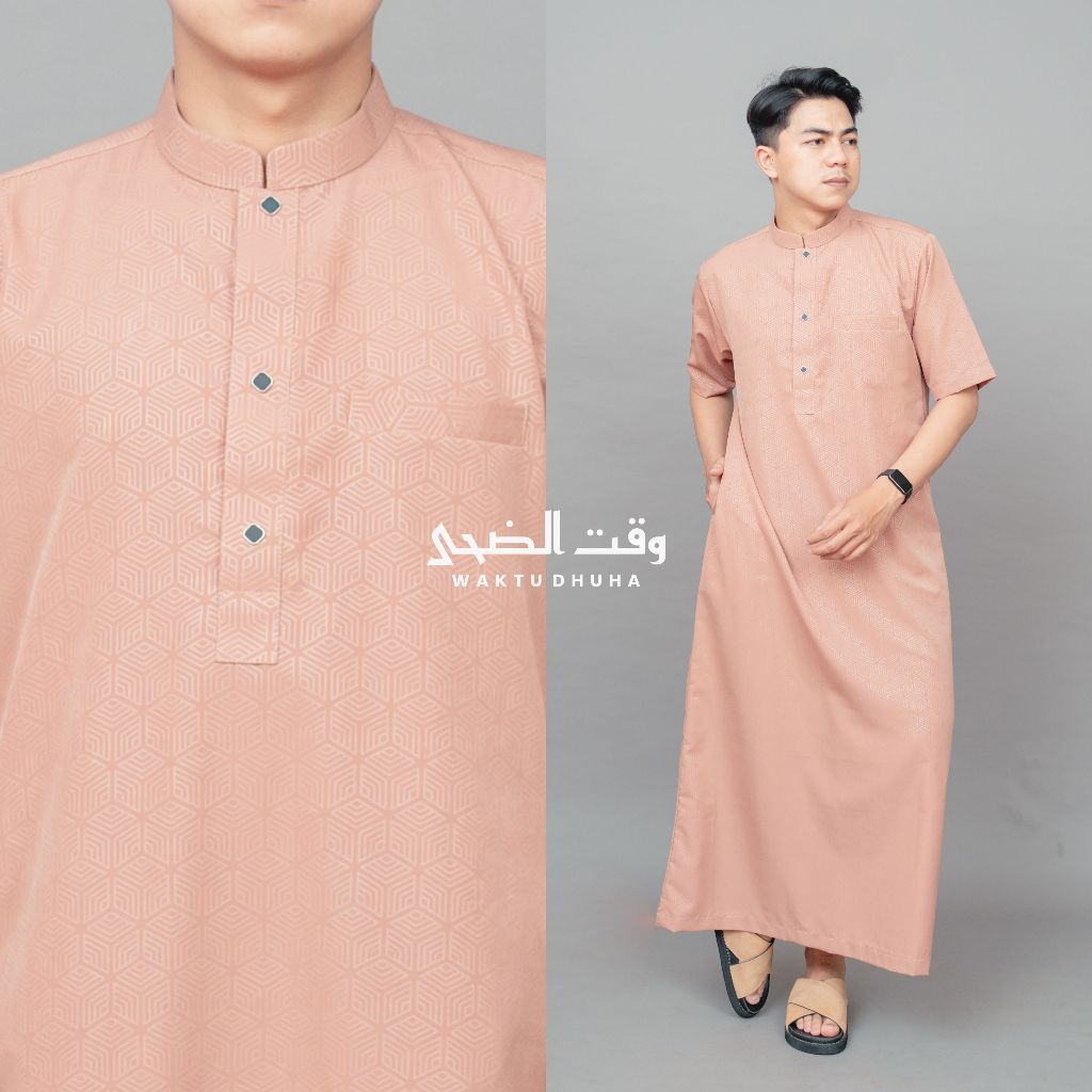 BESTPROMO WAKTU DHUHA - Jubah Dhuha Gamis Pria Motif Embos Hexagonal Premium
