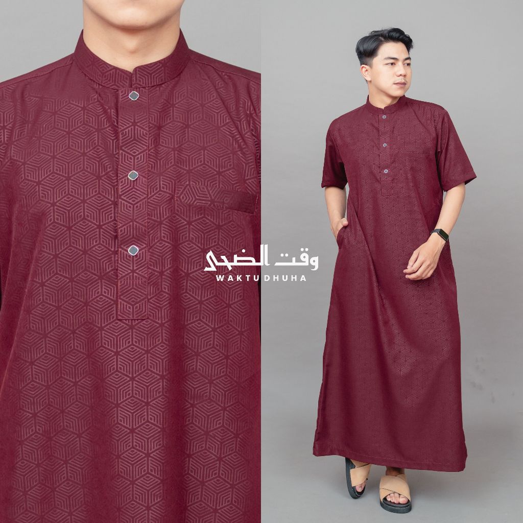 HOT SALE WAKTU DHUHA - Gamis Slimfit Dewasa Cowok Lengan Pendek Jubah Dhuha