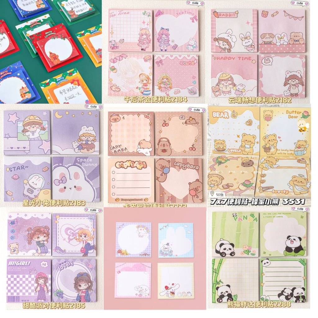 

Sticky Notes Kotak Aneka Gambar Capybara Christmas Panda Bear