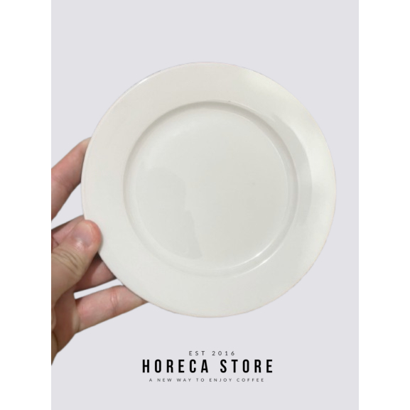 Piring Makan Rim 20cm Keramik Putih Midas