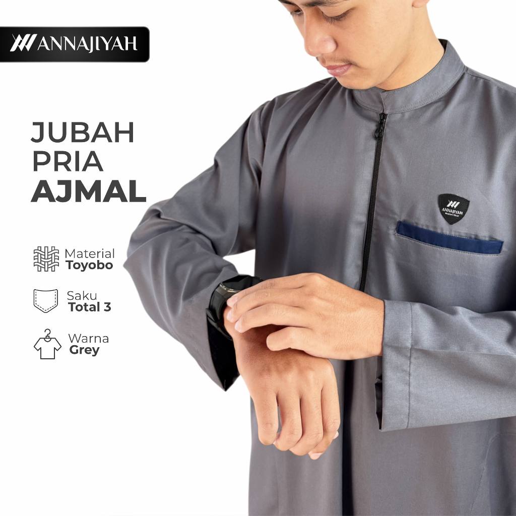 Jubah Gamis Pria Dewasa & Remaja Ajmal List ANNAJIYAH Bahan Original Toyobo Premium