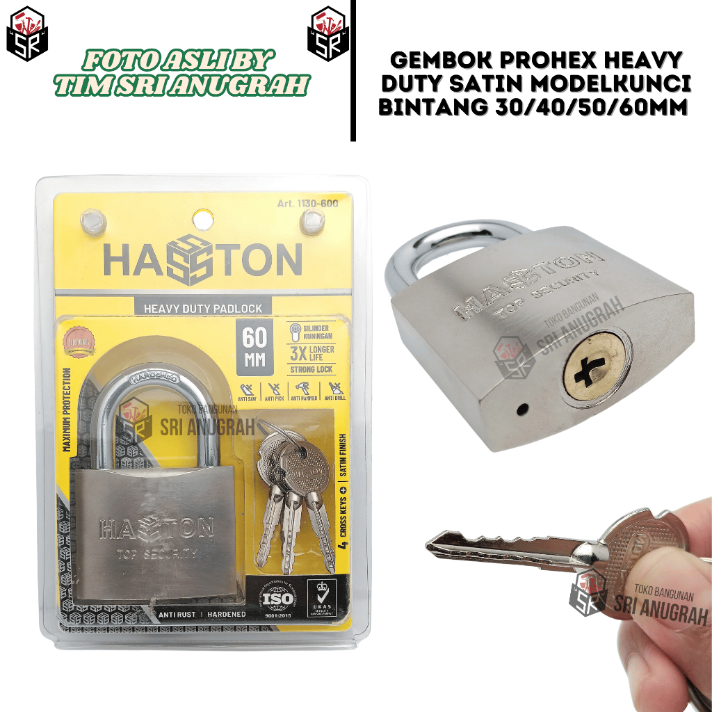 Hasston Prohex Gembok Satin Kunci Bintang 60MM