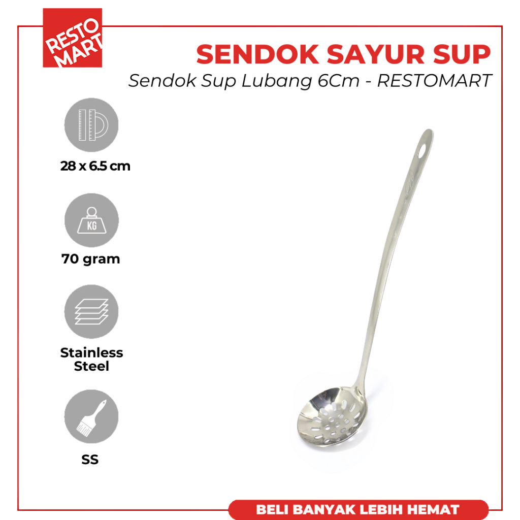 Soup Ladle Perforated / Sendok Sayur Sup Berlubang RESTOMART Stainless (2111025)(F4)