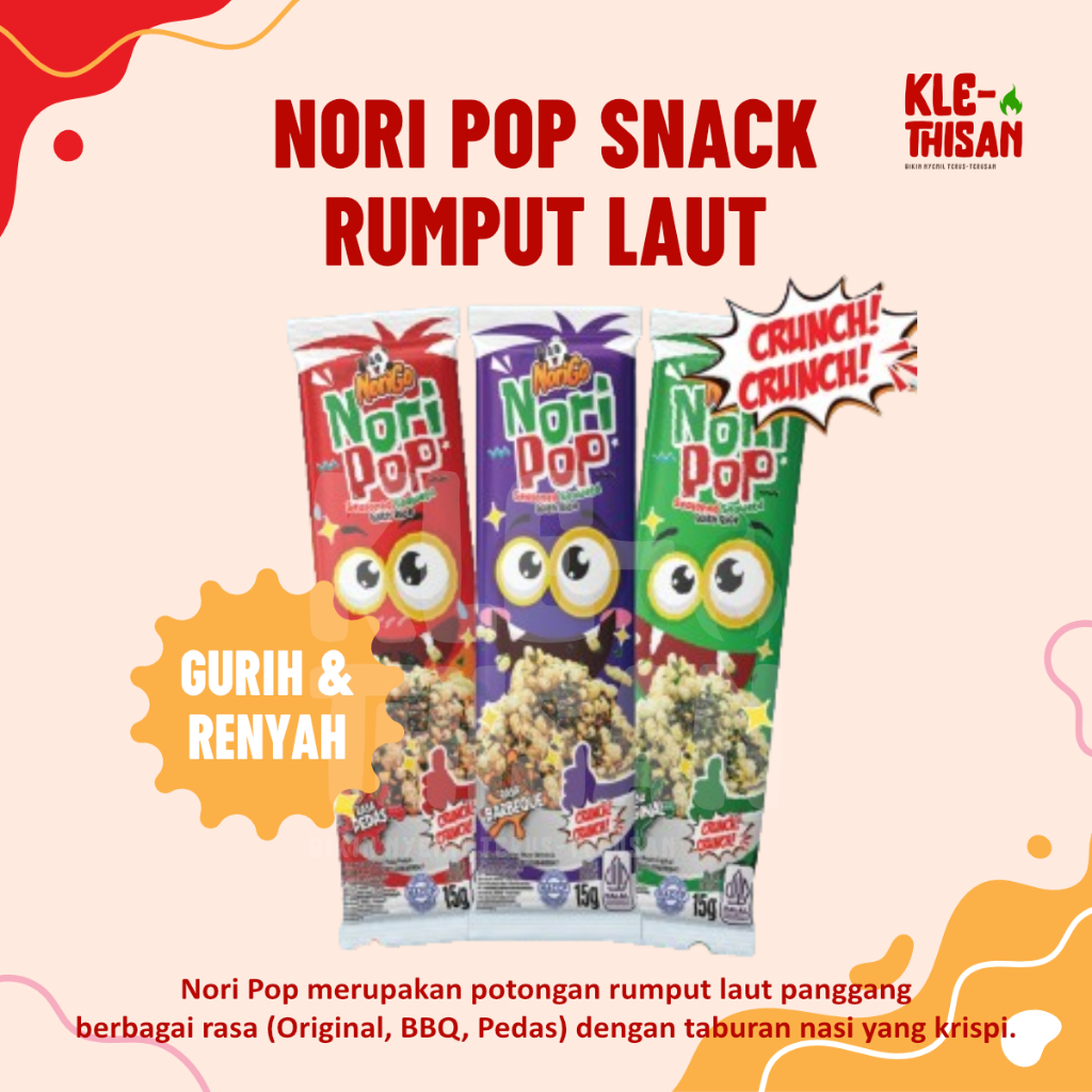 

Nori Pop Seaweed Roll With Rumput Rice Panggang Seasoned Vehicle Snack Box Termurah Norigo Isi Tabur