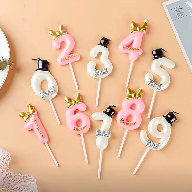 RD Lilin Angka Ulang Tahun Pita Pink Bow