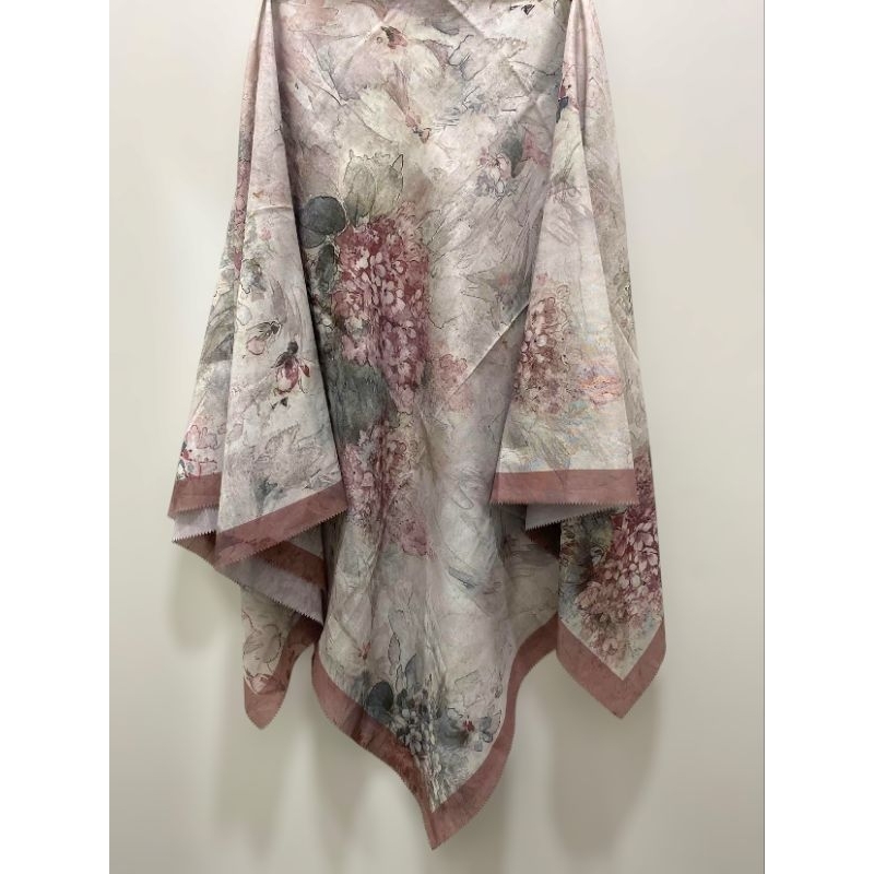 [VOAL SQUARE MOTIF] Jilbab Segiempat Voal Premium Motif Bunga Nude