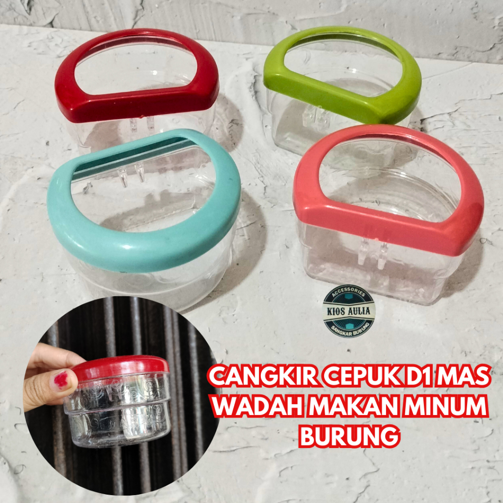(GROSIR ECER) CEPUK CANGKIR D1 CEPUK BURUNG MERK MAS CANGKIR TEMPAT WADAH PAKAN MAKAN MINUM BURUNG B