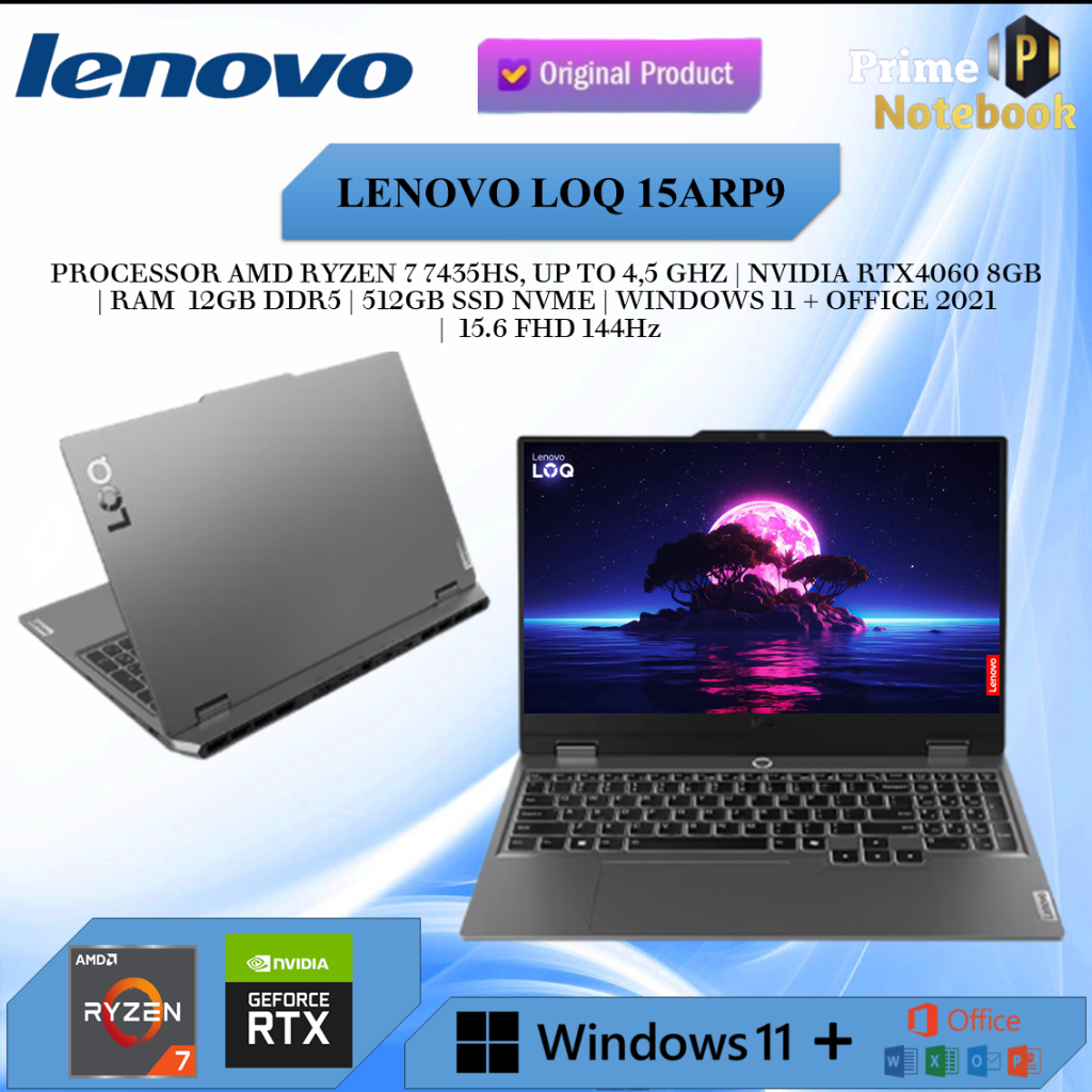Lenovo LOQ 15 Ryzen 7 7435HS RTX4060 8GB/ 12GB 512GB W11+OHS 15.6FHD 144Hz 100SRGB