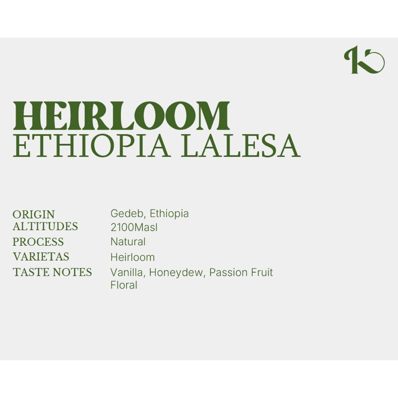 

HEIRLOOM Ethiopia Lalesa - Natural - Kord Coffee Roasters
