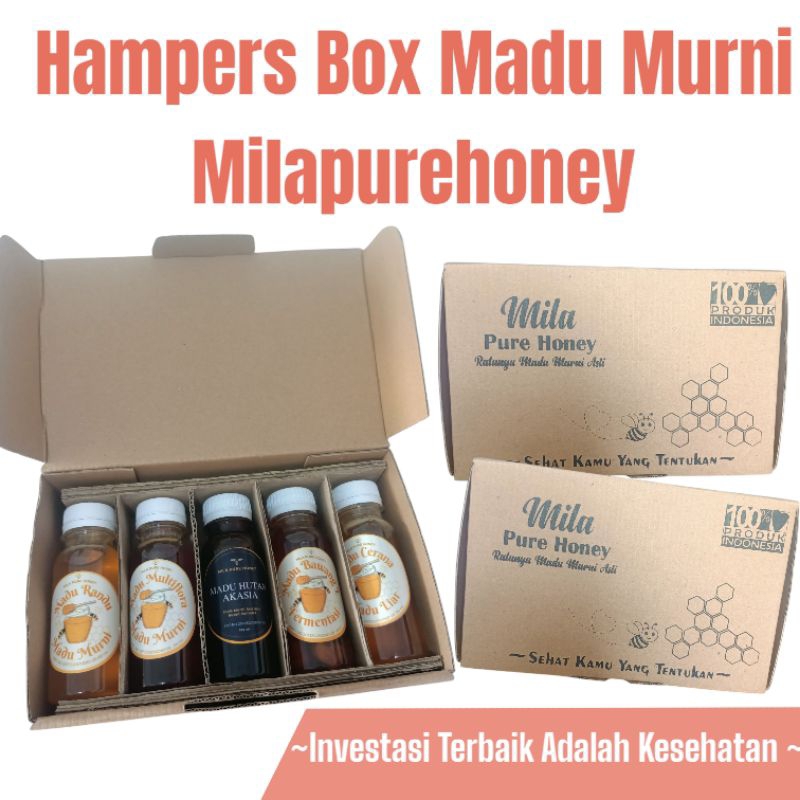 

Hampers Madu Murni Asli Merk Milapurehoney Kemasan Ekslusif UK 100 ml