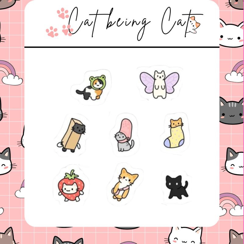 

stiker kucing lucu aesthetic aksesoris buku laptop jurnal casing hp