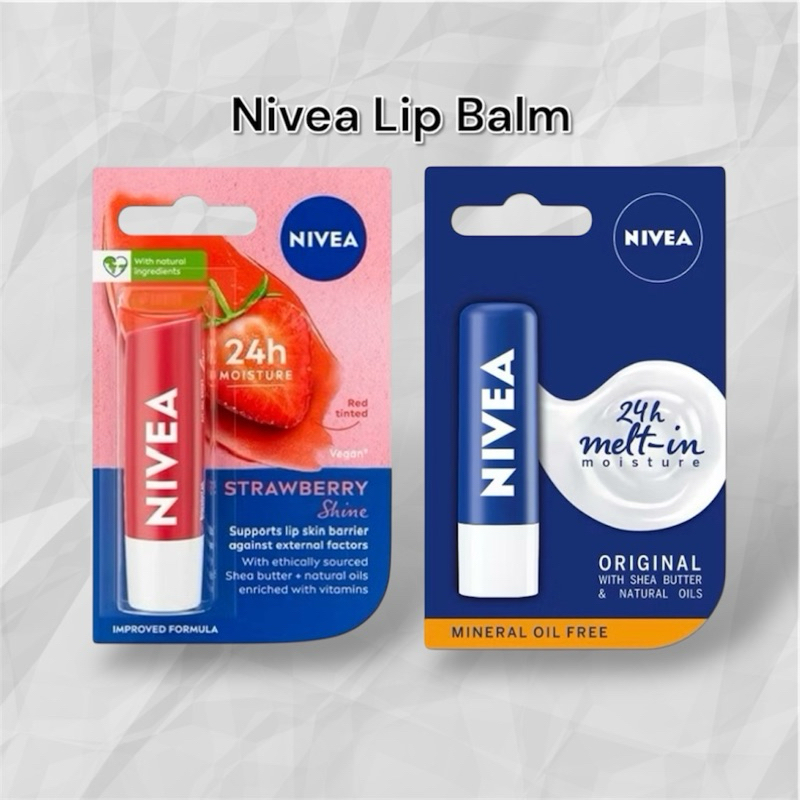 NIVEA Lip Balm Strawberry / Nivea Lip Balm Original / Nivea Lip Balm Stroberi