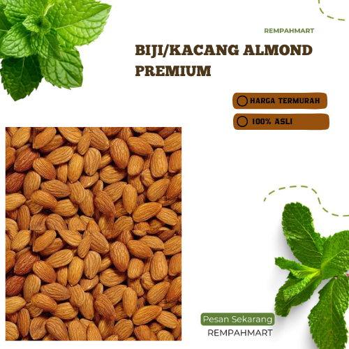 

Kacang Almond Panggang 1kg 1000g Premium / Roasted Milk Biji Almond / Rempahmart
