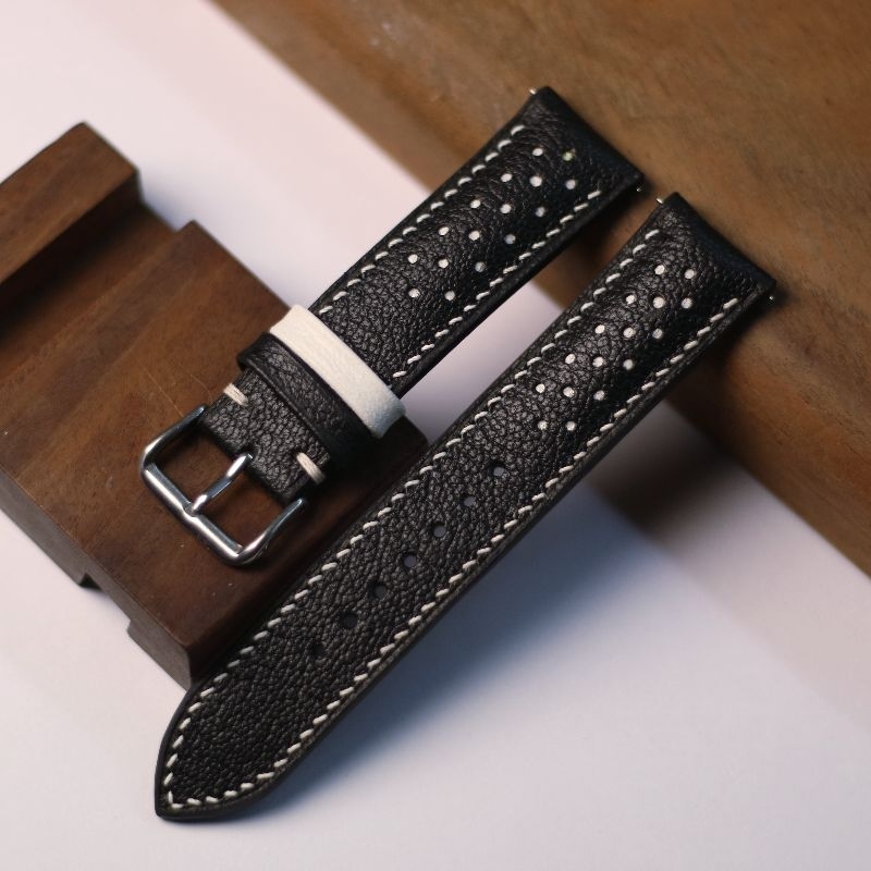tali jam tangan kulit handmade Chevre rally halfpadded
