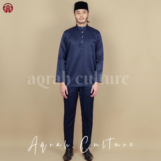 Hot Product Azura Baju Melayu Pria Modern Bahan Satin Velvet Satu Set Pakaian Koko Muslim Kurta