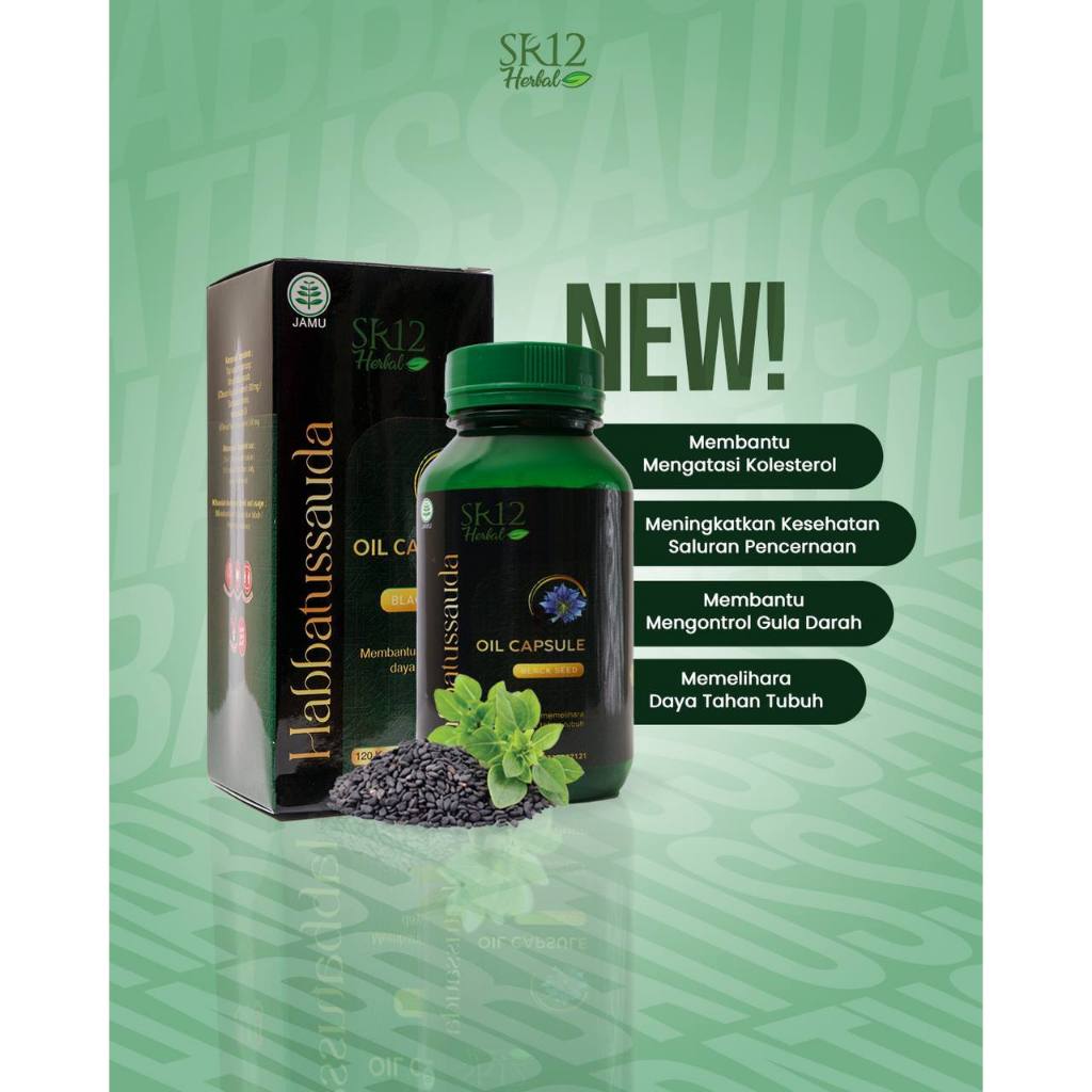 SR12 Habbatussauda Oil Kapsul Grade A Premium Jintan Murni100% Isi 120 Kapsul / Habbatussauda Sr12