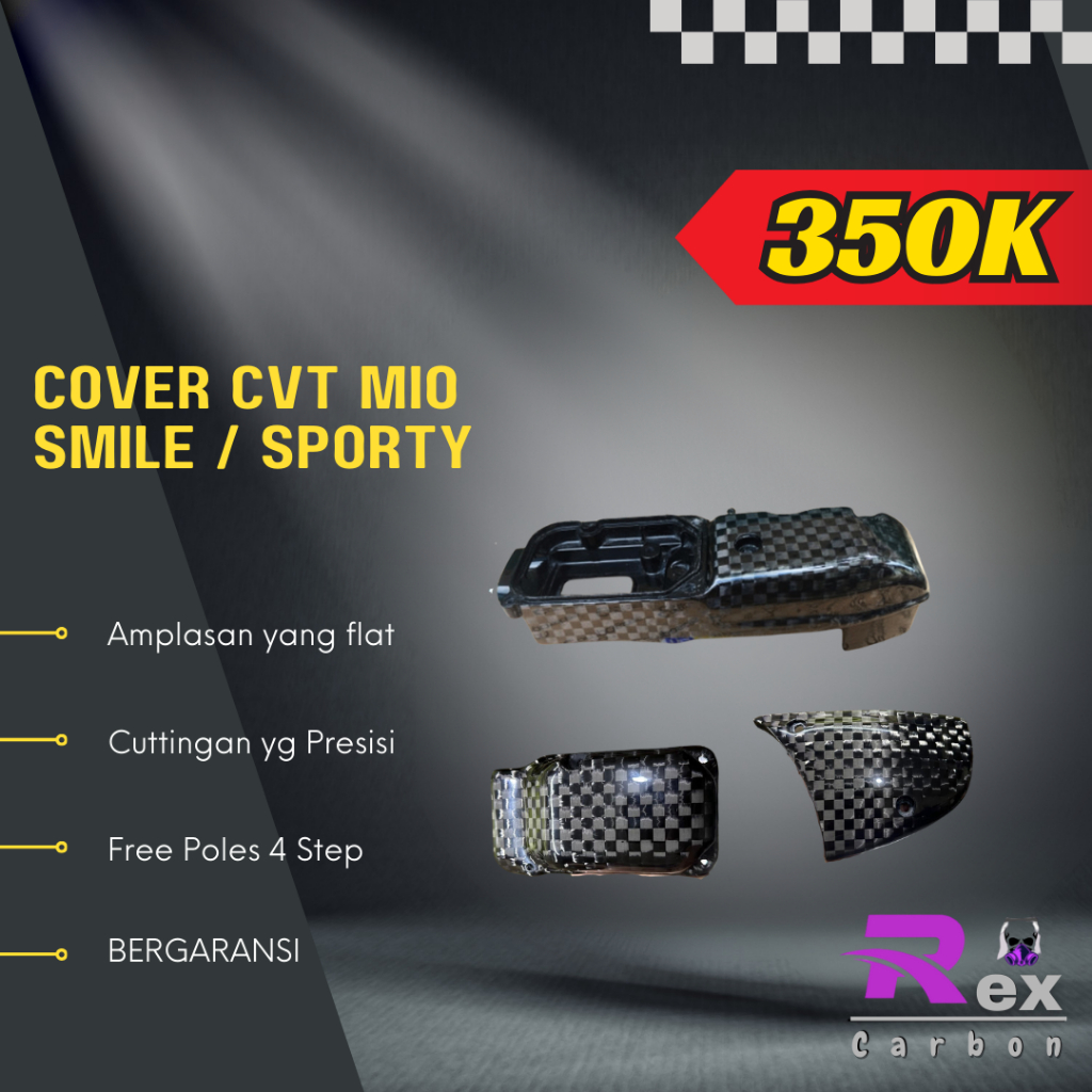 Cover tutup CVT Mio Sporty/Smile Satuan Carbon Kevlar