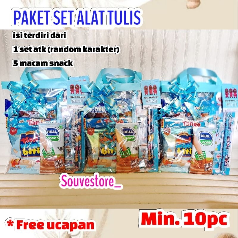 

NEW SOUVENIR SET ALAT TULIS DAN SNACK TEMA WARNA BIRU || bingkisan serba biru || parcel ultah biru tema biru