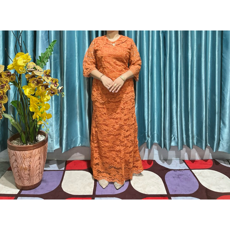 SET ROK  Brokat Renda Panjang Kancing/Baju Stelan wanita Premium Terbaru