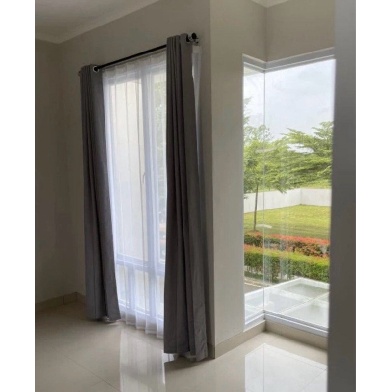 Gorden Vitrase Putih Polos Dalaman Tirai Gordeng Korden Gordyn Hordeng - Putih, L150cm x T250cm
