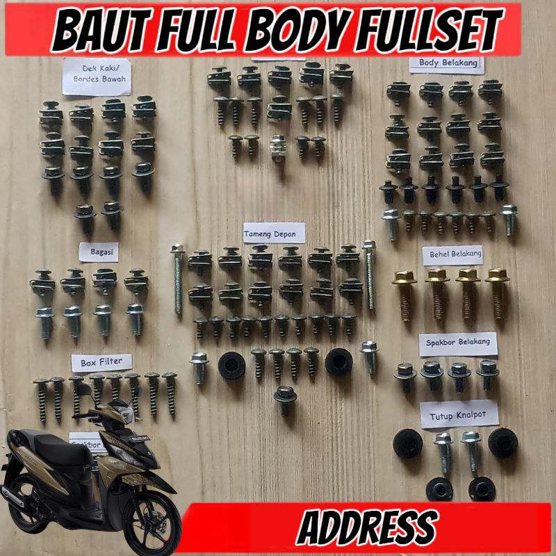 Baut Full Set Cover Body Suzuki Address 115 FI PGM-FI Lengkap