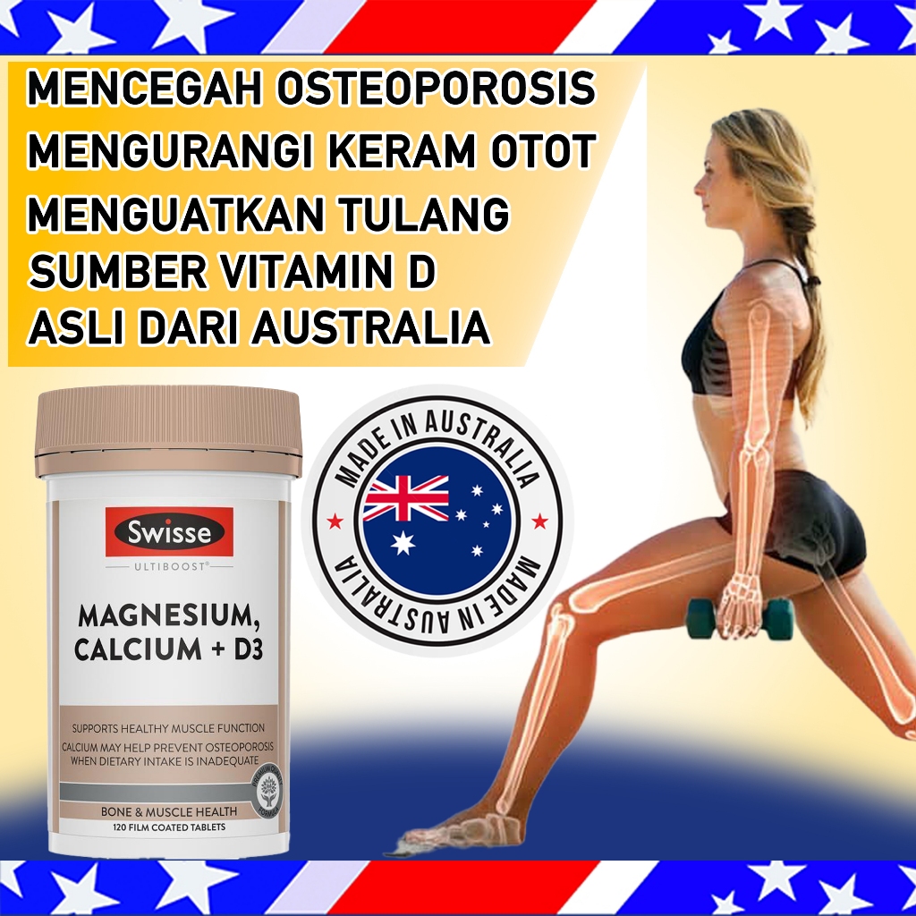 Swisse Magnesium Calcium D3 Vitamin D Kalsium dan Magnesium Impor Australia