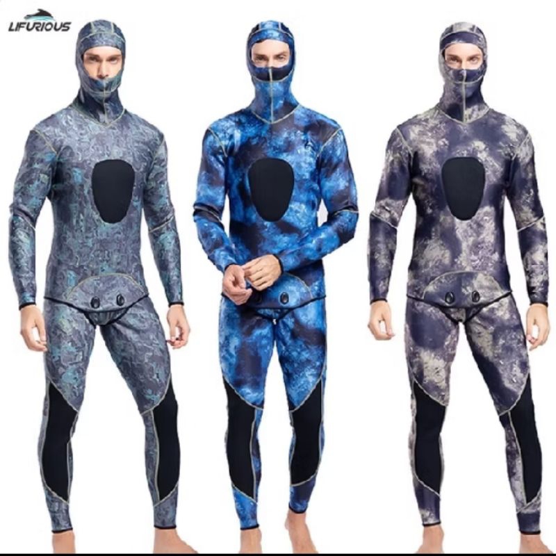 Baju Selam Snorkeling Diving Spearfishing Wetsuit neoprene 3mm kamuflase