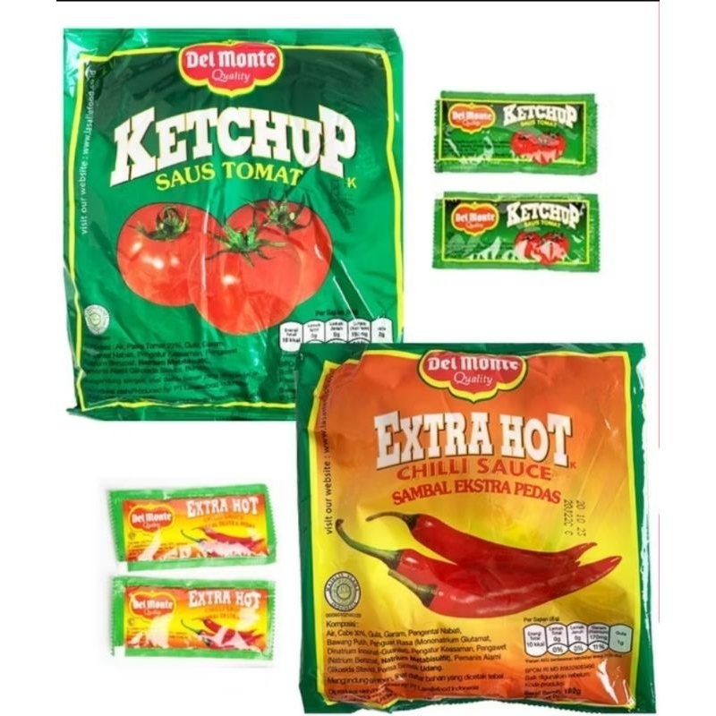 

Delmonte Saus Tomat/Sambal Extra hot Sachet(isi 24pcs)8g