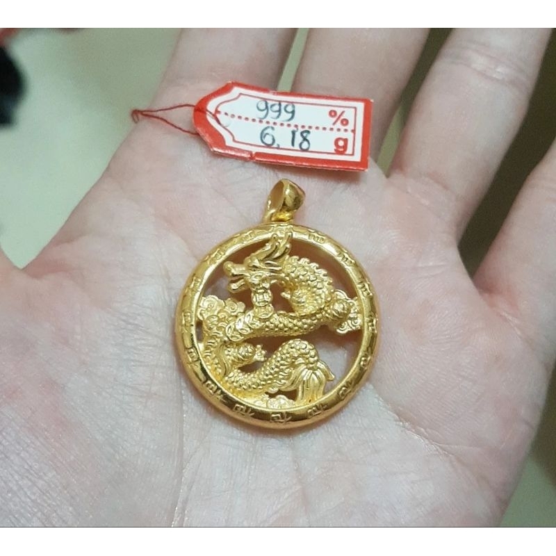 Liontin emas 24k naga lingkaran